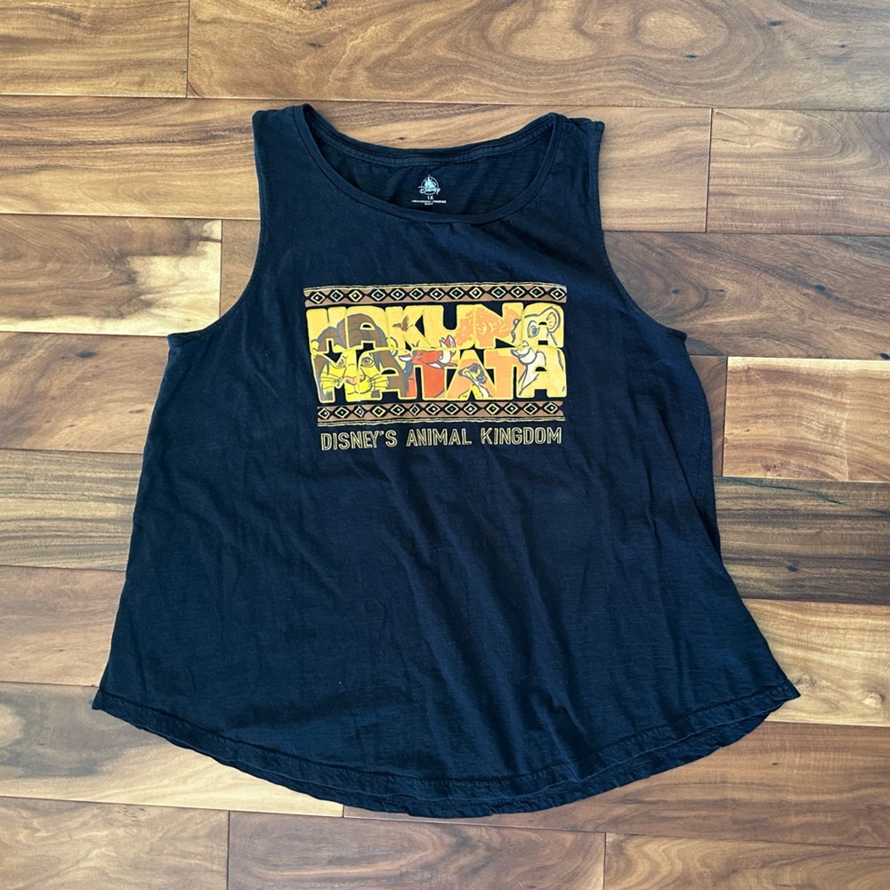 Disney Black and Gold Animal Kingdom Hakuma Matata Tank Top size 1X